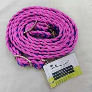 Coloured braided horse riding reins