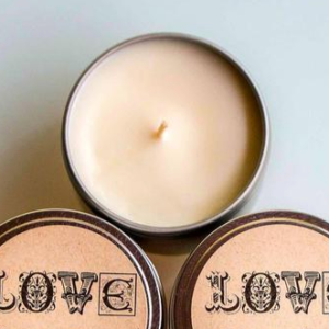 2oz Soy Wax Candle Gold Tin Love Horses Rustic Design